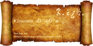 Kincses Ádám névjegykártya